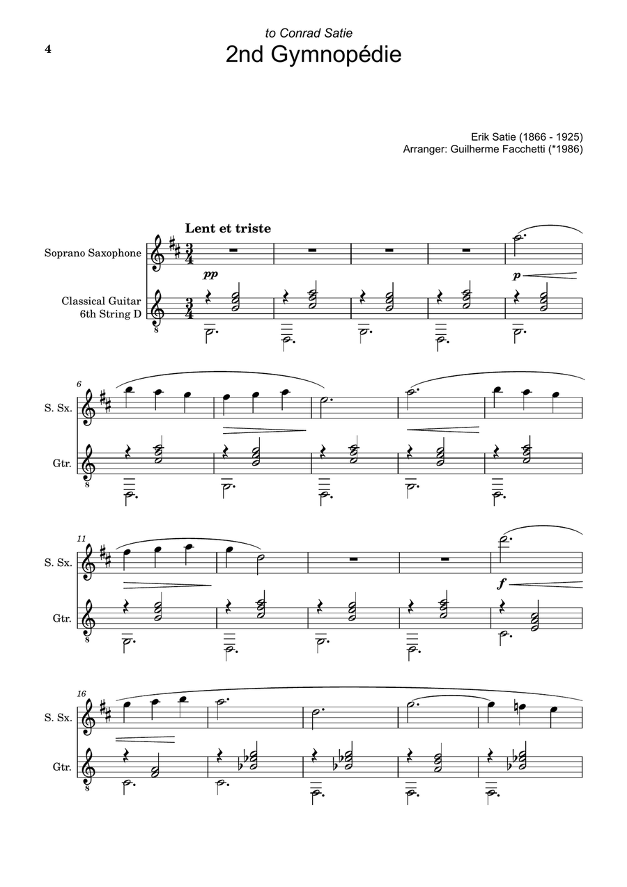 Erik Satie - Three Gymnopédies. S. Sax. and Guitar. Chamber Music scores gallery preview page 4