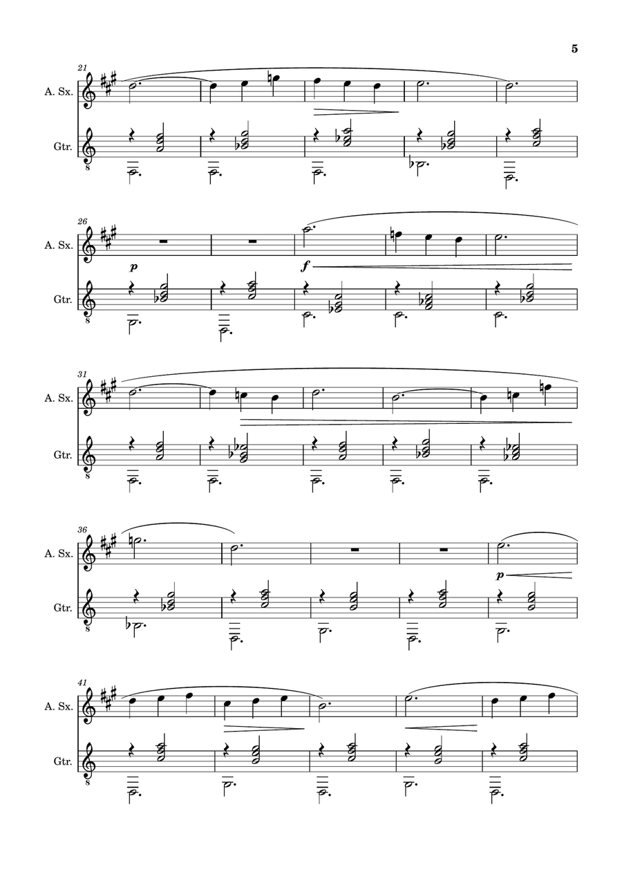 Erik Satie - Three Gymnopédies. A. Sax. and Guitar. Chamber Music scores gallery preview page 5