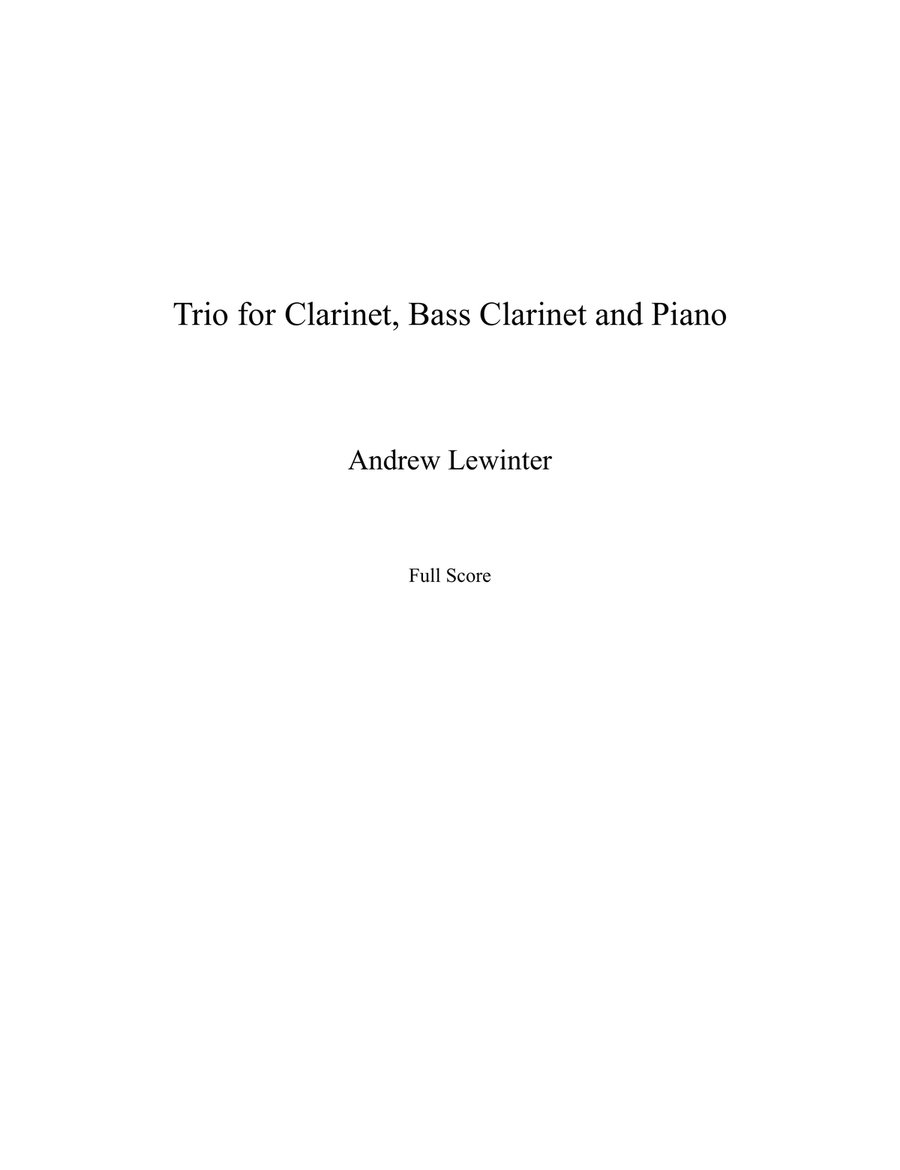 Trio for Clarinet, Bass Clarinet, and Piano Small Ensemble scores gallery preview page 1