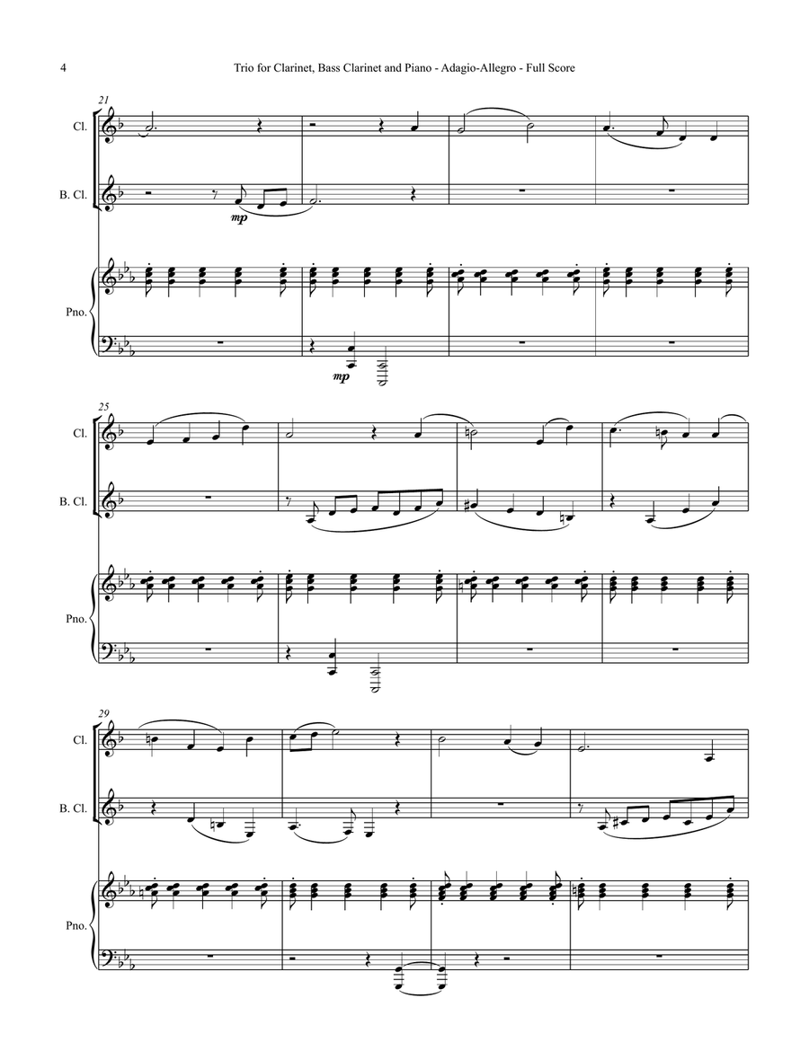 Trio for Clarinet, Bass Clarinet, and Piano Small Ensemble scores gallery preview page 4