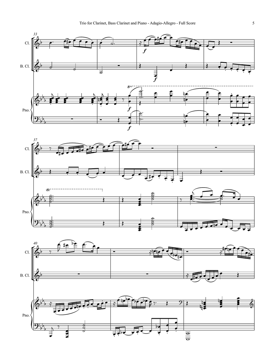 Trio for Clarinet, Bass Clarinet, and Piano Small Ensemble scores gallery preview page 5