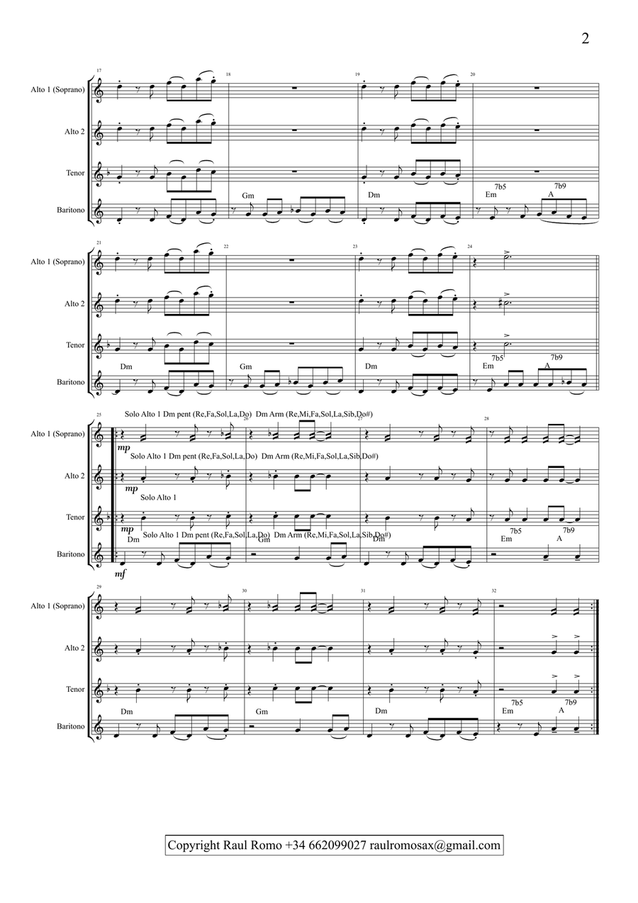 Caja Latina - SAXOPHONE QUARTET - Student Ensemble Saxophone Quartet scores gallery preview page 2