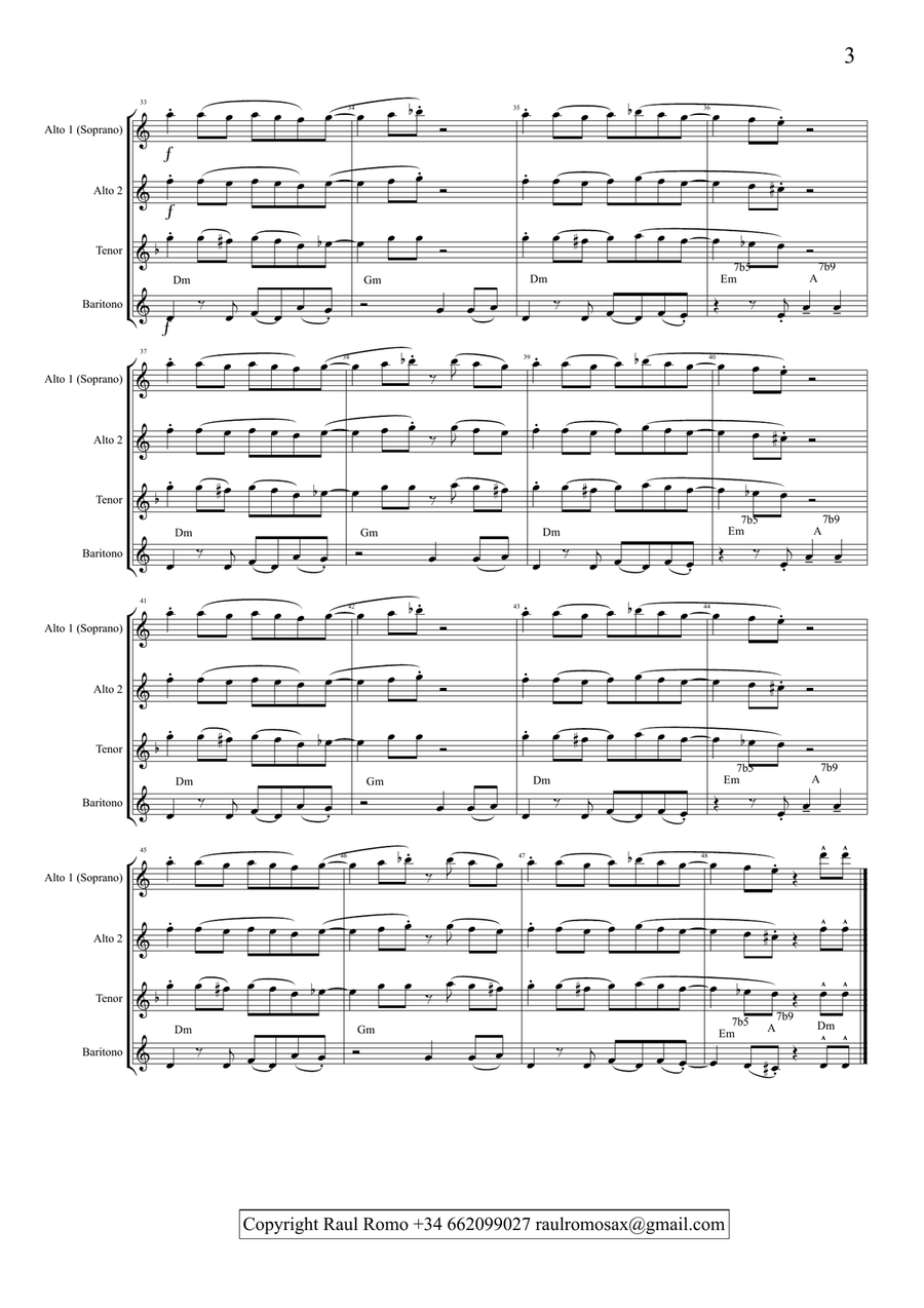 Caja Latina - SAXOPHONE QUARTET - Student Ensemble Saxophone Quartet scores gallery preview page 3