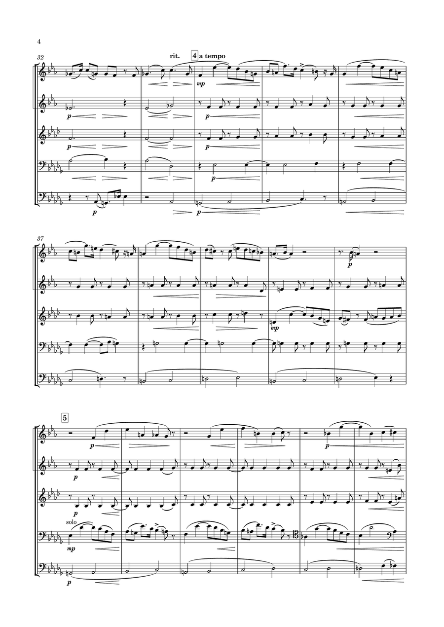 Ewald - Brass Quintet No.3 in D flat major, Op.7 Brass Quintet scores gallery preview page 4