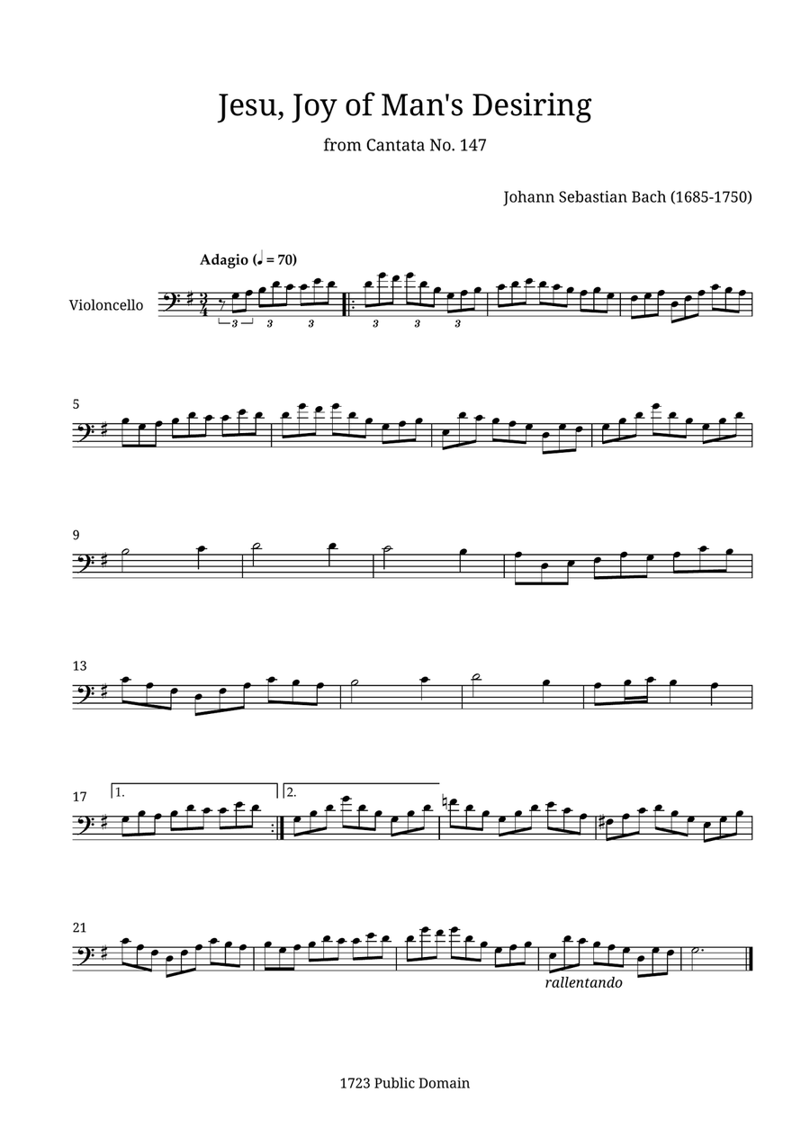 Jesu, Joy of Man's Desiring Cello Solo scores gallery preview page 1