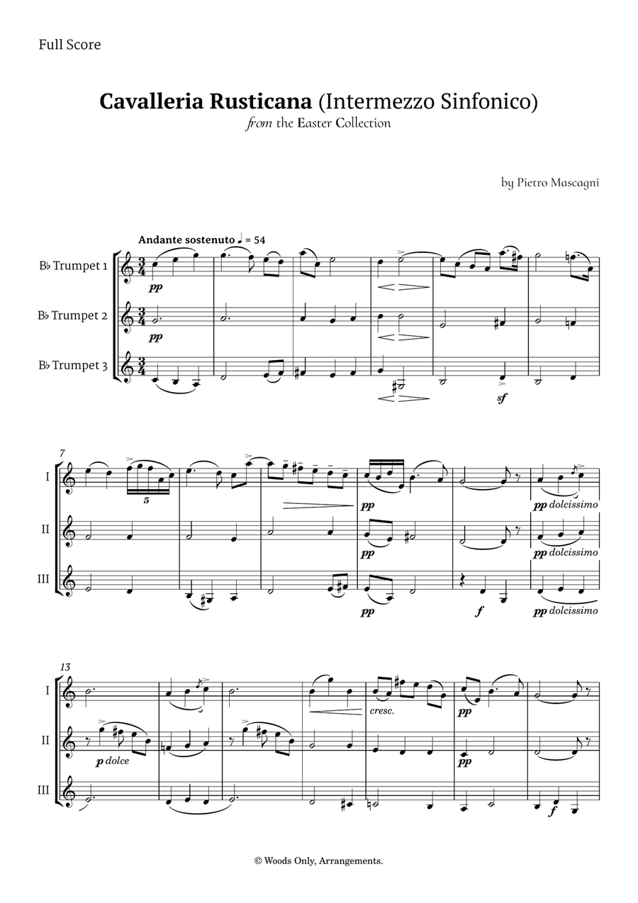 Intermezzo Sinfonico by Pietro Mascagni for Trumpet Trio Trumpet Trio scores gallery preview page 1