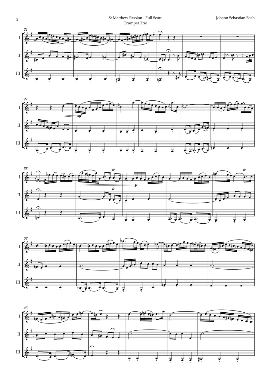 Aus Liebe will mein Heiland sterben by Bach for Trumpet Trio Trumpet Trio scores gallery preview page 2
