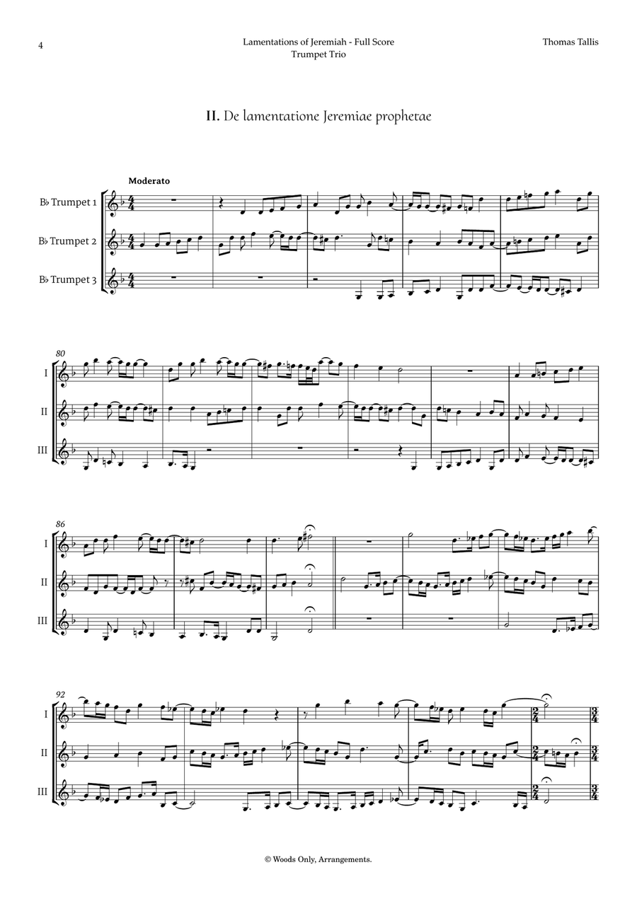 Lamentations of Jeremiah by Thomas Tallis for Trumpet Trio Trumpet Trio scores gallery preview page 4