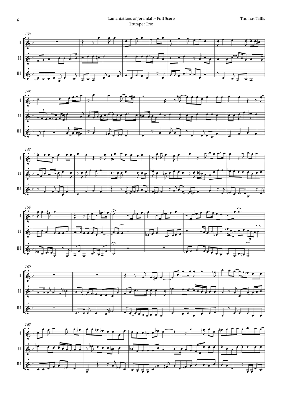 Lamentations of Jeremiah by Thomas Tallis for Trumpet Trio Trumpet Trio scores gallery preview page 6