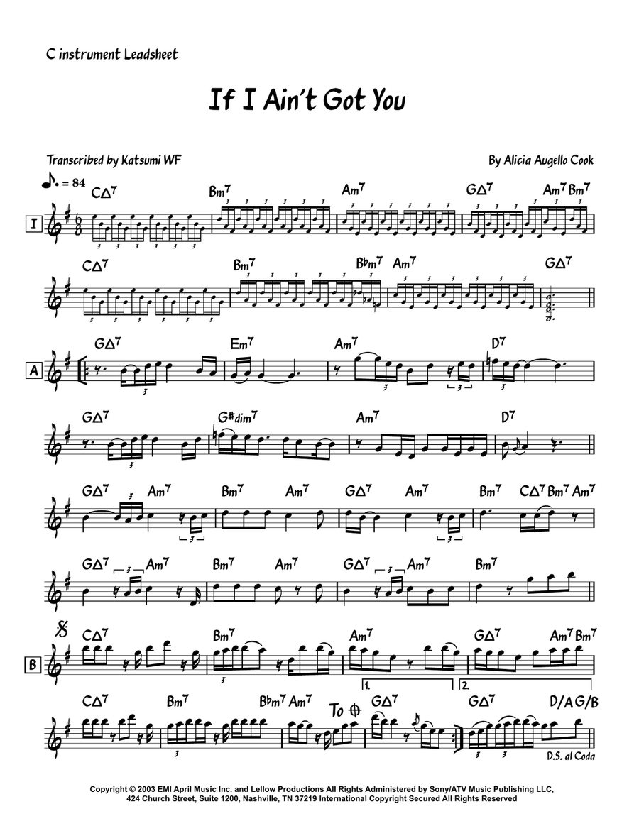 If I Ain't Got You If I Ain't Got You Piano scores gallery preview page 1