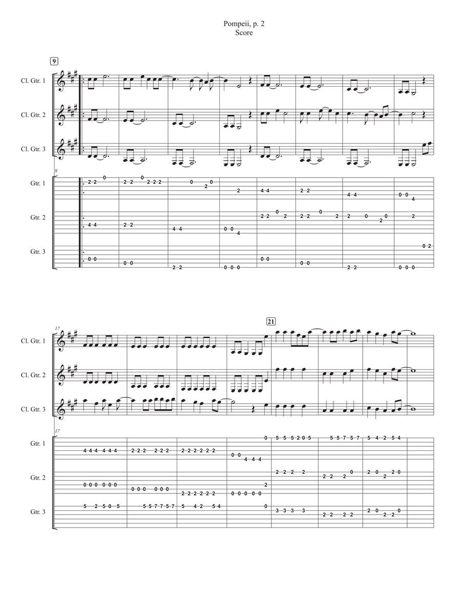 Pompeii Pompeii Guitar Ensemble scores gallery preview page 2