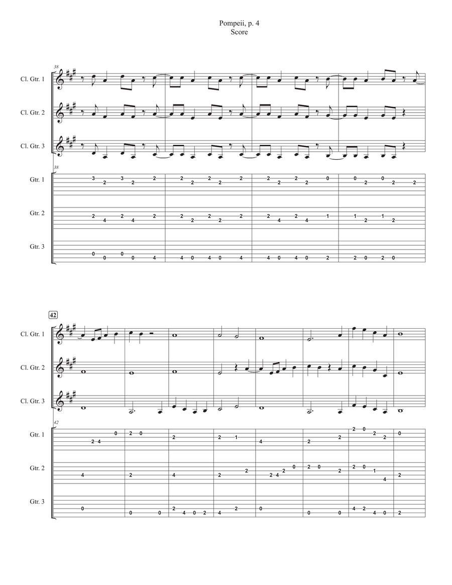 Pompeii Pompeii Guitar Ensemble scores gallery preview page 4