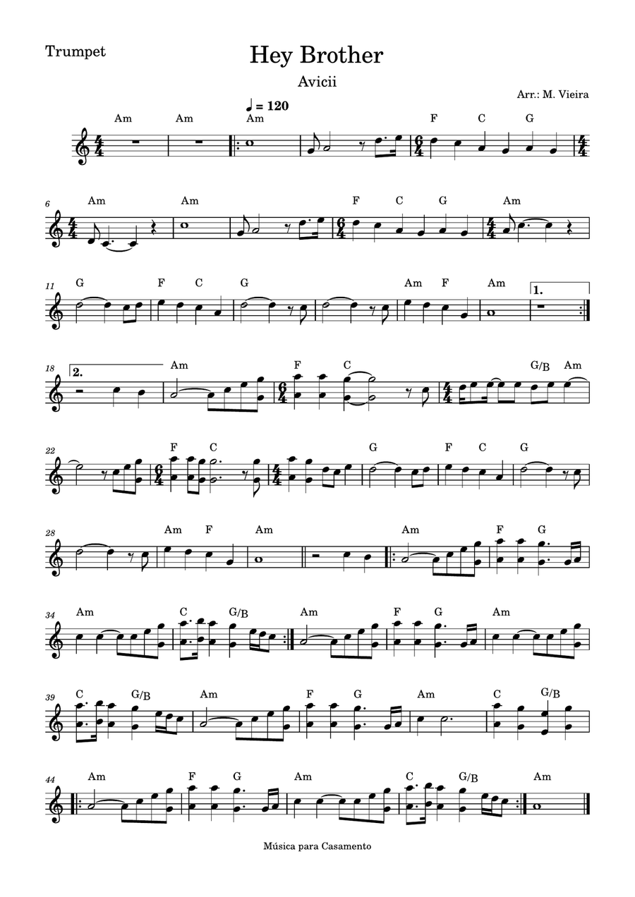 Hey Brother Hey Brother B-Flat Trumpet scores gallery preview page 1