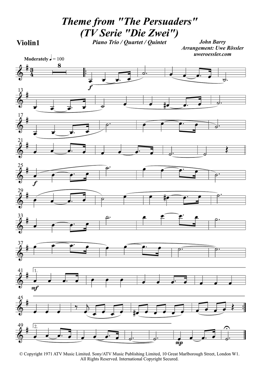 Theme From Persuaders Theme From Persuaders Piano Trio scores gallery preview page 4