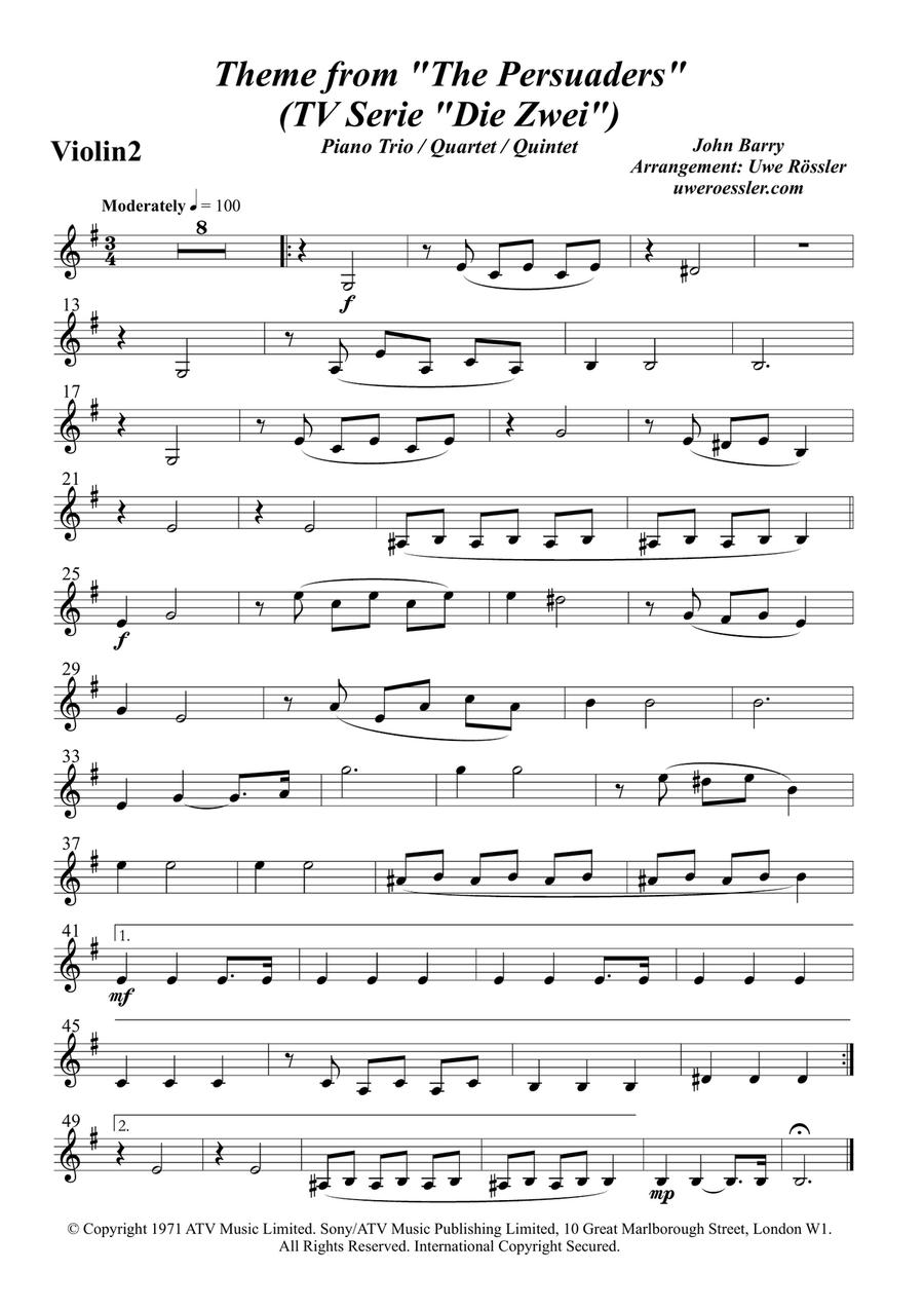 Theme From Persuaders Theme From Persuaders Piano Trio scores gallery preview page 5