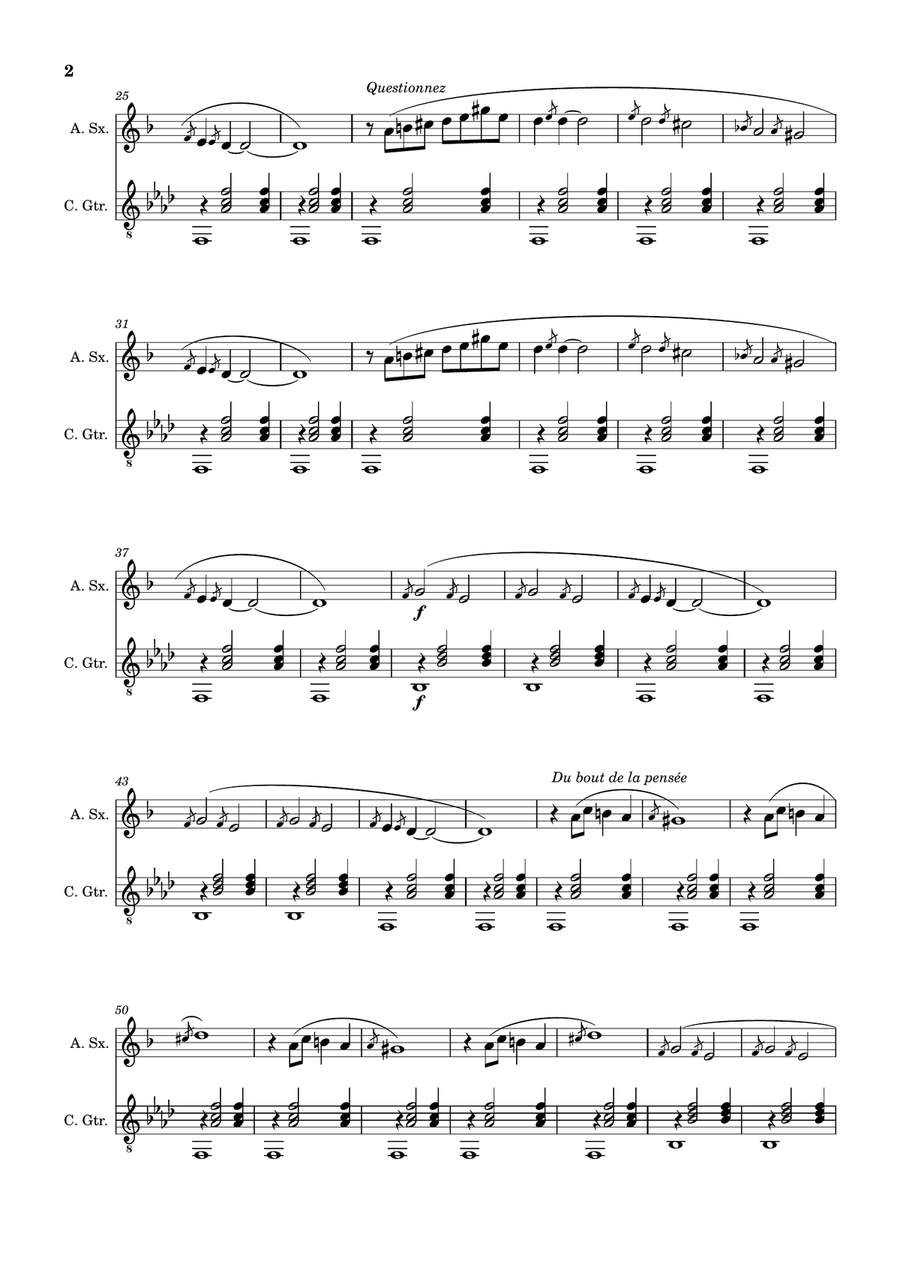 Erik Satie - Gnossienne Nº1. Arranged for A. Sax and Guitar. Chamber Music scores gallery preview page 2