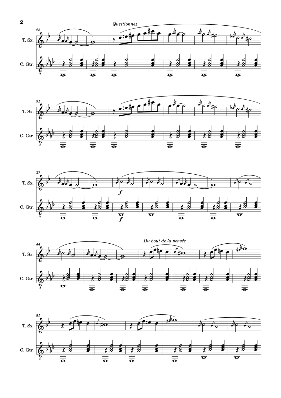 Erik Satie - Gnossienne Nº1. Arranged for T. Sax and Guitar. Chamber Music scores gallery preview page 2