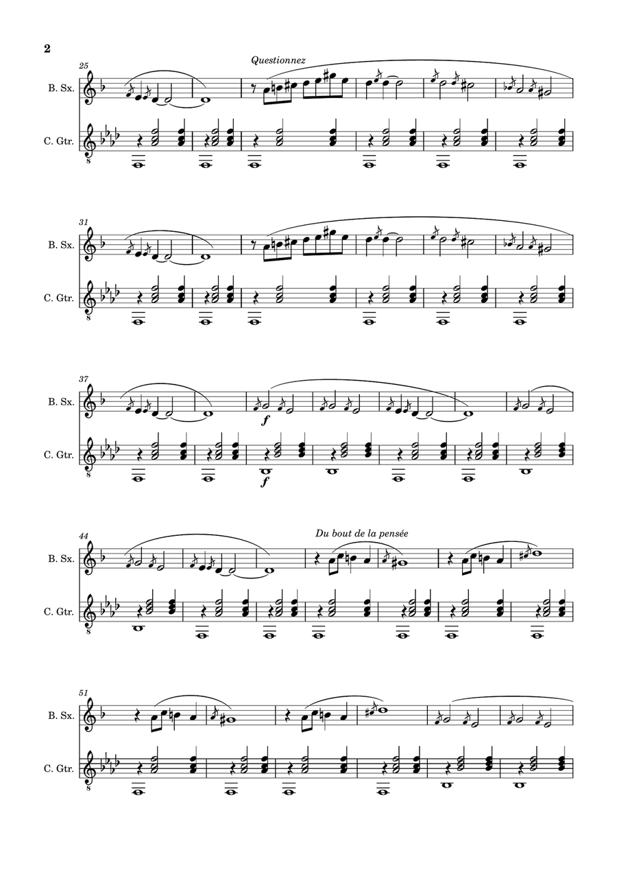 Erik Satie - Gnossienne Nº1. Arranged for B. Sax and Guitar. Chamber Music scores gallery preview page 2