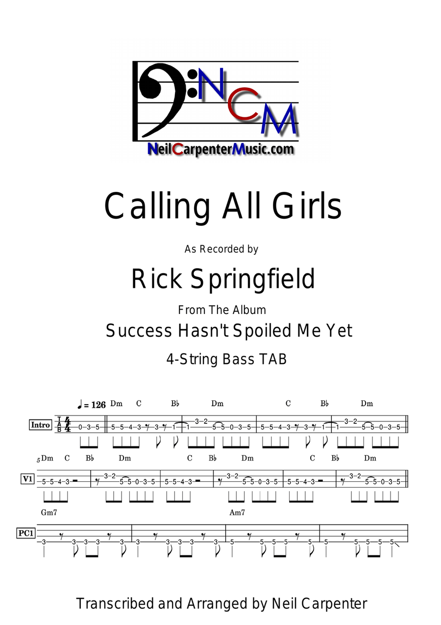 Calling All Girls Calling All Girls Acoustic Guitar scores gallery preview page 1