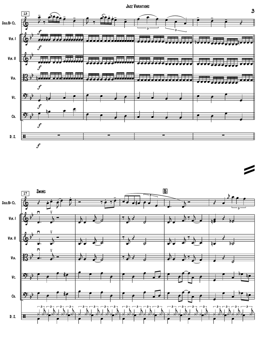 JAZZ VARIATIONS On a Theme of Paganini By Michael Garson (Score and parts) String Orchestra scores gallery preview page 3