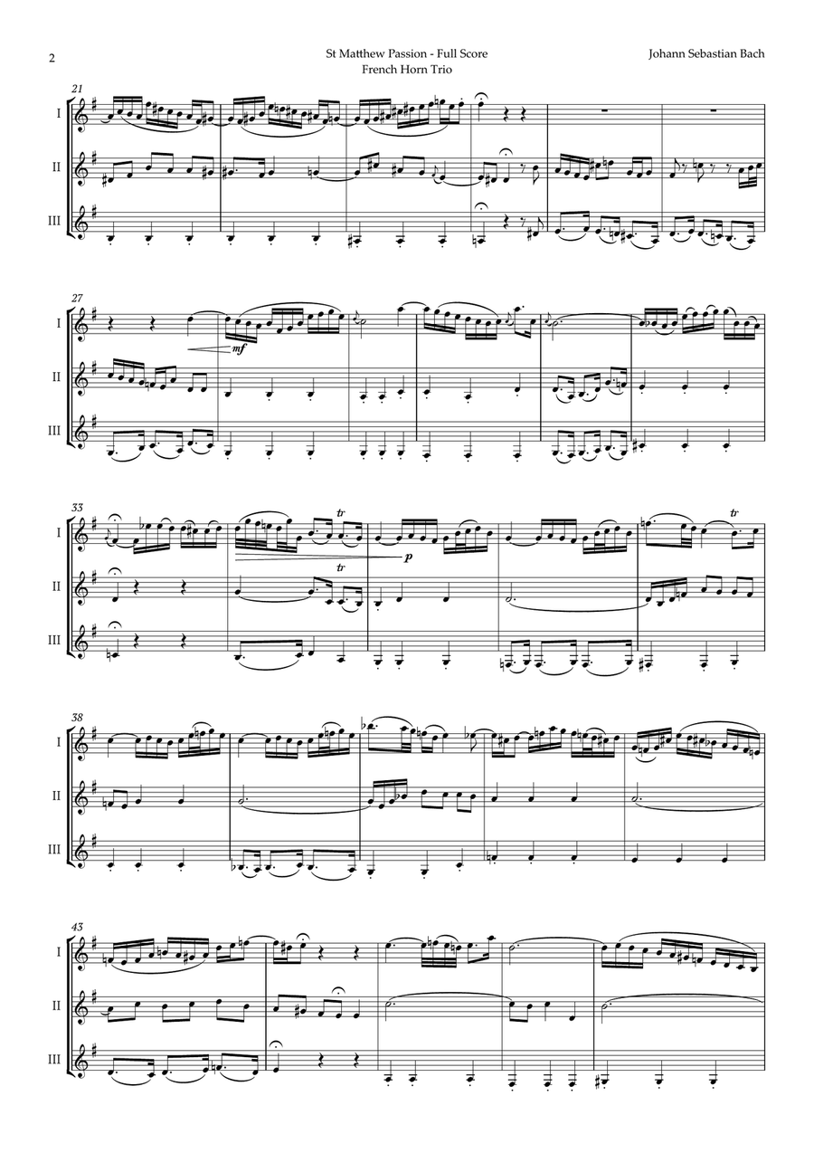Aus Liebe will mein Heiland sterben by Bach for French Horn Trio Brass Trio scores gallery preview page 2