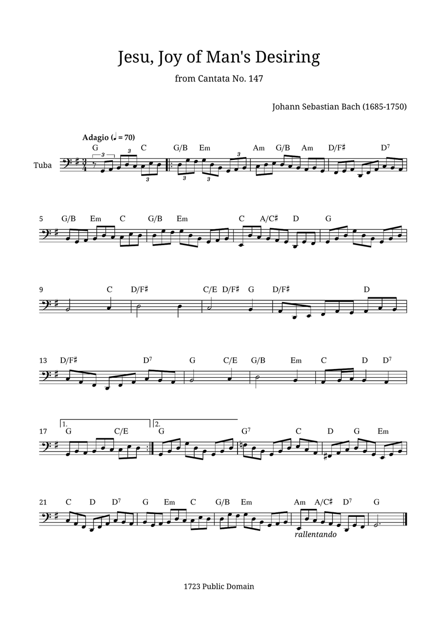 Jesu, Joy of Man's Desiring Tuba scores gallery preview page 1