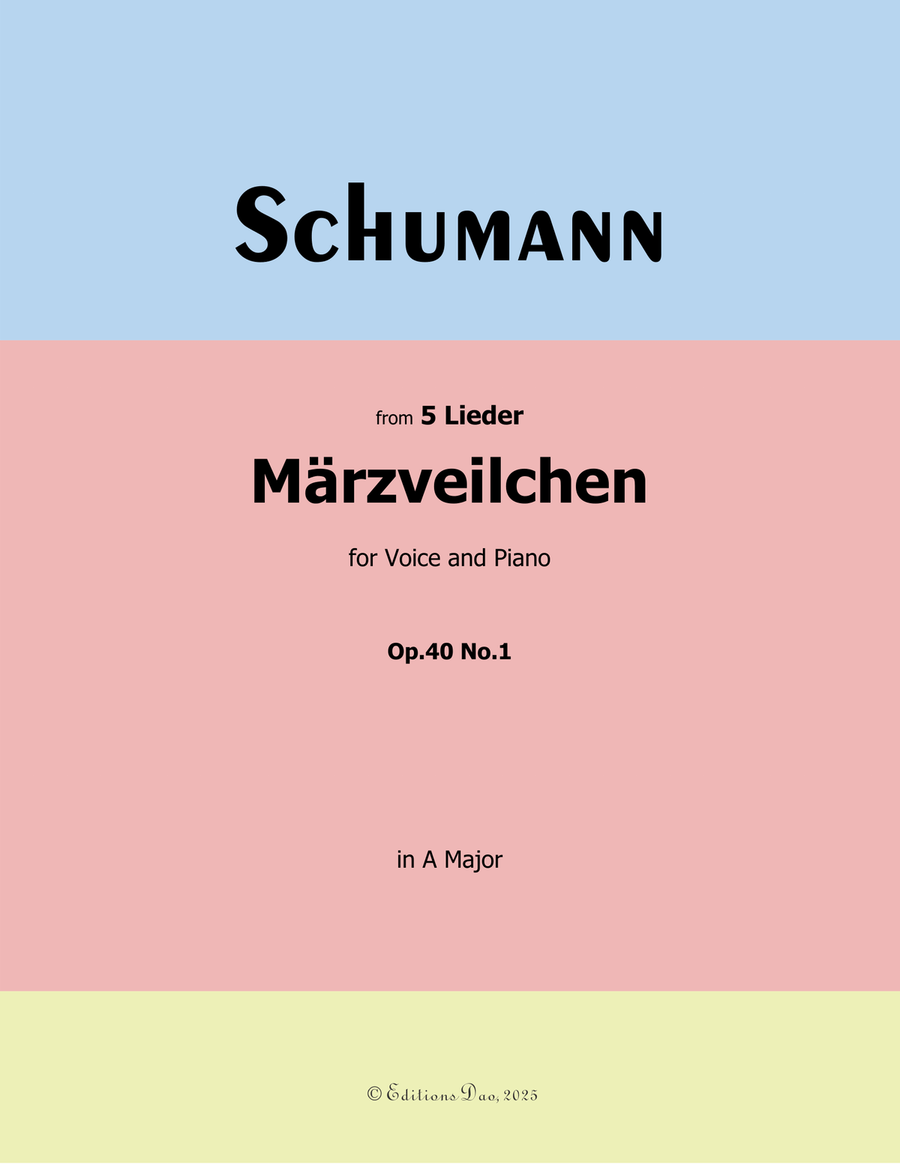 Marzveilchen, by Schumann, Op.40 No.1, in A Major Piano, Vocal scores gallery preview page 1