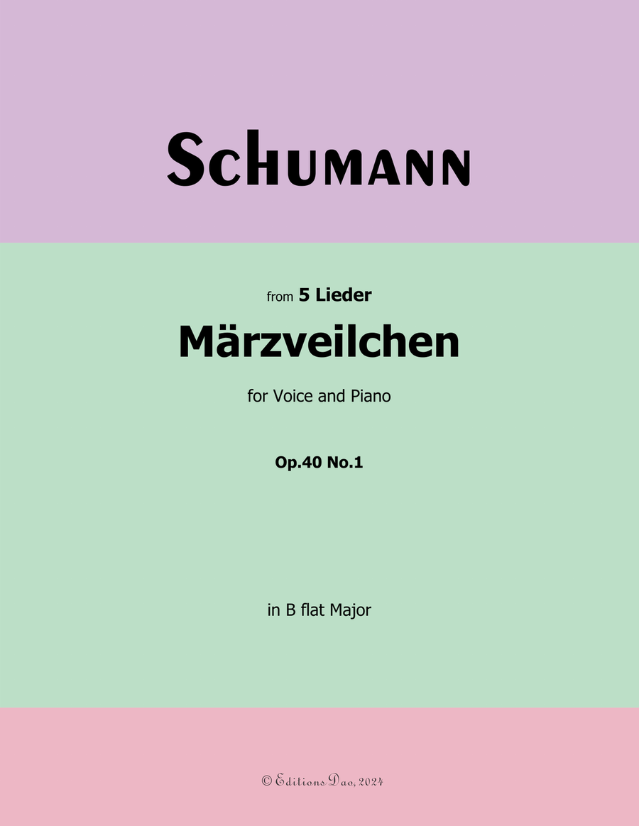 Marzveilchen, by Schumann, Op.40 No.1, in B flat Major Piano, Vocal scores gallery preview page 1