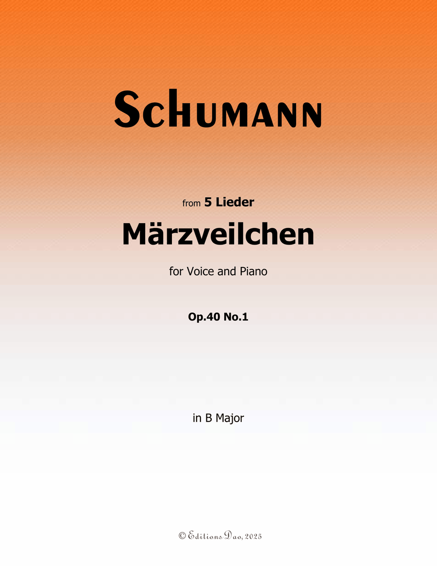 Marzveilchen, by Schumann, Op.40 No.1, in B Major Piano, Vocal scores gallery preview page 1