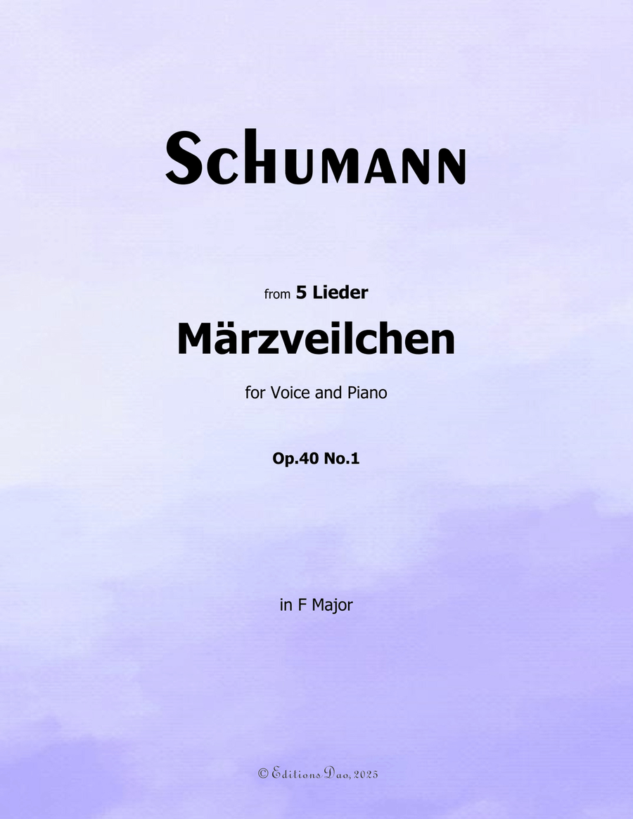 Marzveilchen, by Schumann, Op.40 No.1, in F Major Piano, Vocal scores gallery preview page 1