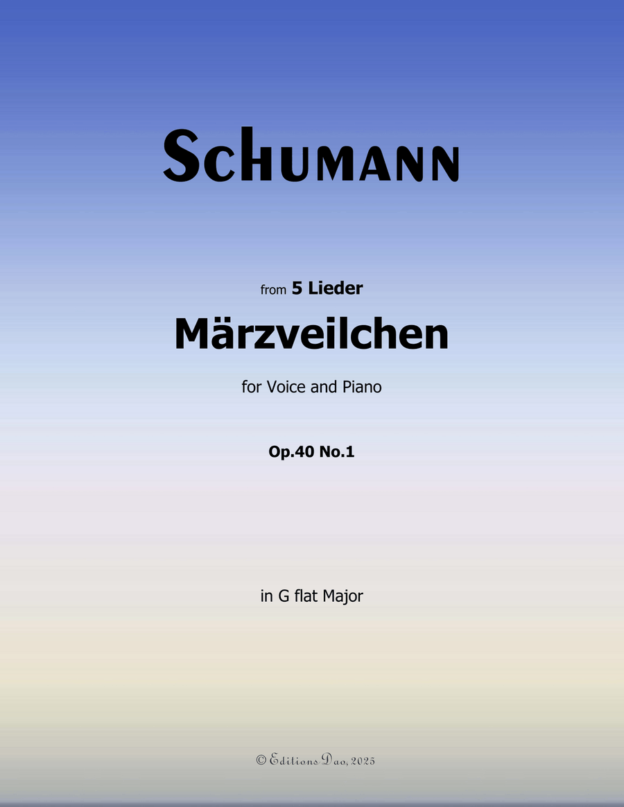 Marzveilchen, by Schumann, Op.40 No.1, in G flat Major Piano, Vocal scores gallery preview page 1