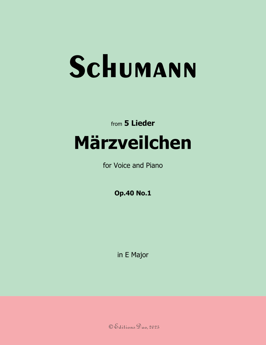 Marzveilchen, by Schumann, Op.40 No.1, in E Major Piano, Vocal scores gallery preview page 1