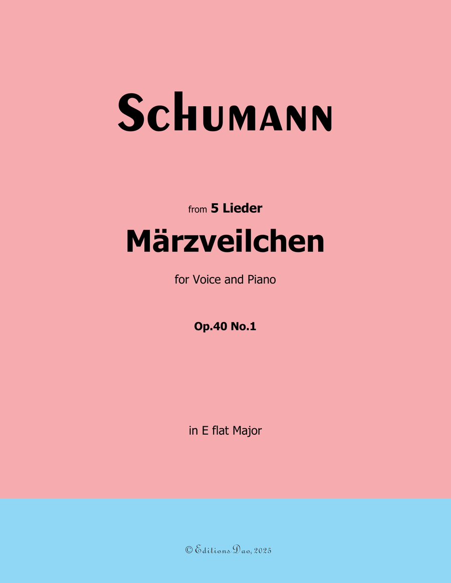Marzveilchen, by Schumann, Op.40 No.1, in E flat Major Piano, Vocal scores gallery preview page 1
