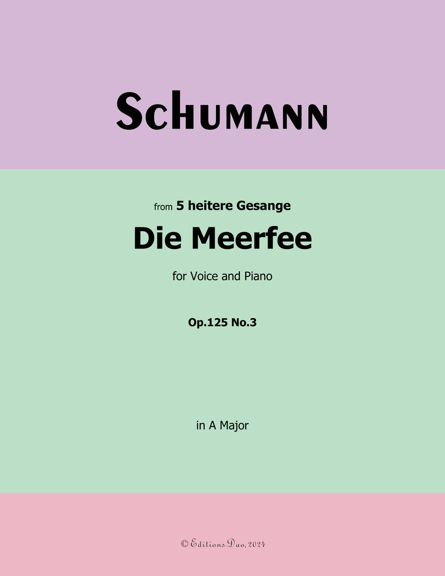Die Meerfee, by Schumann, Op.125 No.3, in A Major Piano, Vocal scores gallery preview page 1