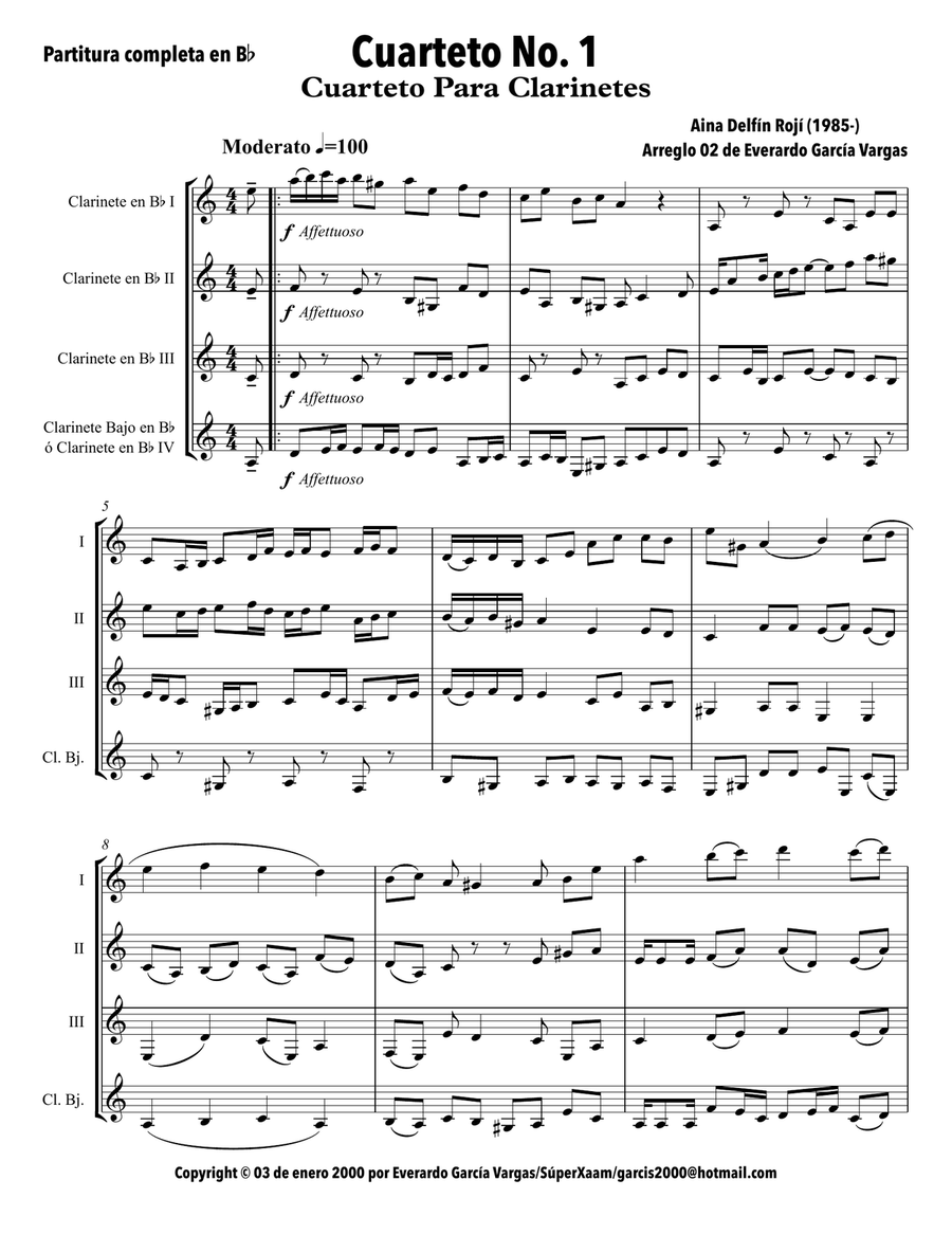 Quartet No. 1 - Clarinet Quartet Clarinet Quartet scores gallery preview page 4