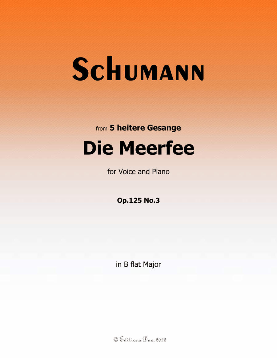 Die Meerfee, by Schumann, Op.125 No.3, in B flat Major Piano, Vocal scores gallery preview page 1