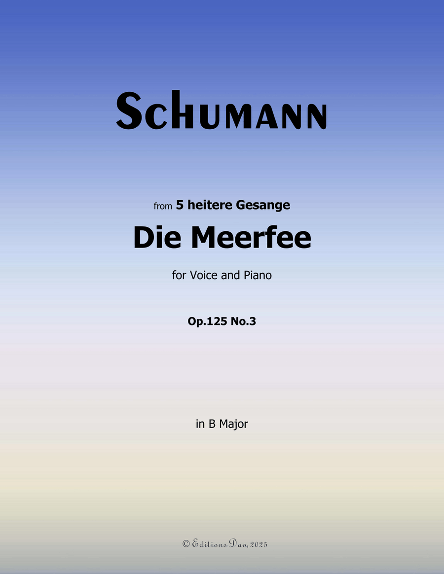 Die Meerfee, by Schumann, Op.125 No.3, in B Major Piano, Vocal scores gallery preview page 1