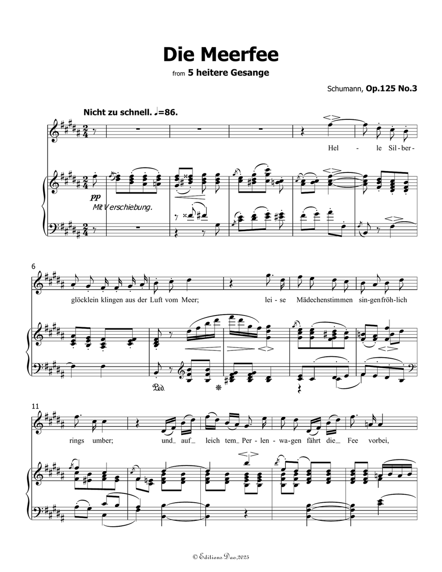 Die Meerfee, by Schumann, Op.125 No.3, in B Major Piano, Vocal scores gallery preview page 3