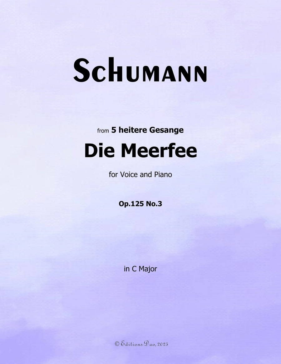 Die Meerfee, by Schumann, Op.125 No.3, in C Major Piano, Vocal scores gallery preview page 1