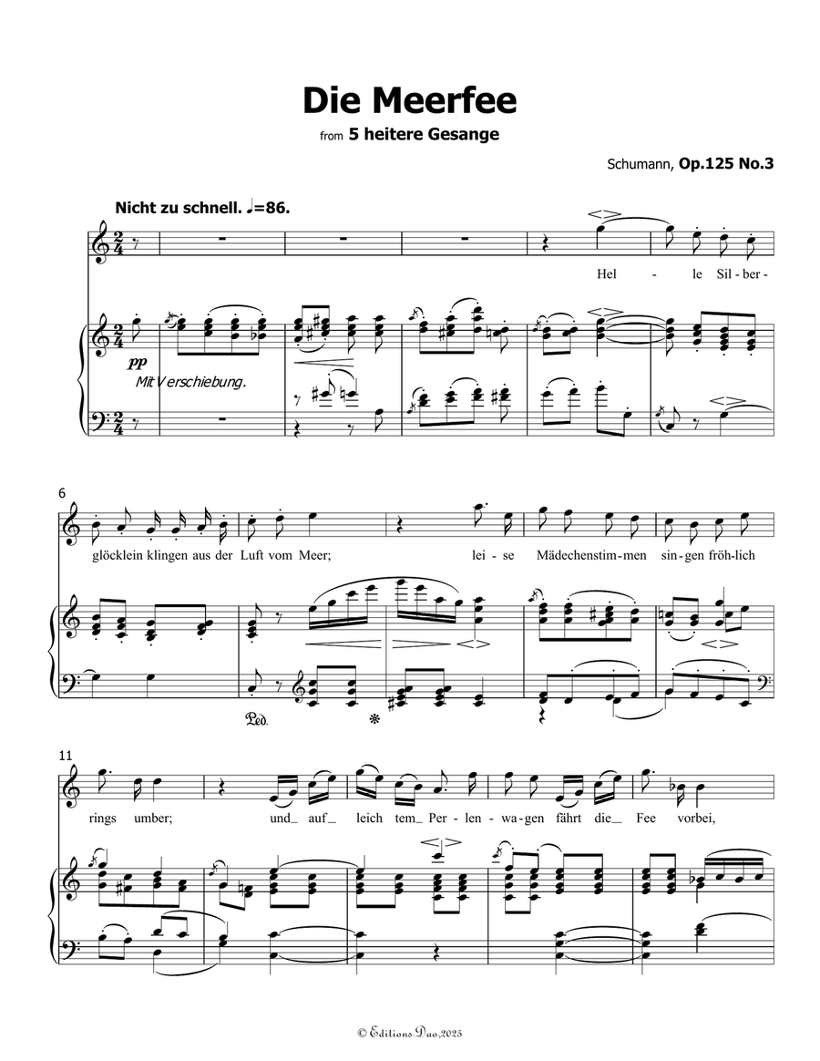 Die Meerfee, by Schumann, Op.125 No.3, in C Major Piano, Vocal scores gallery preview page 3