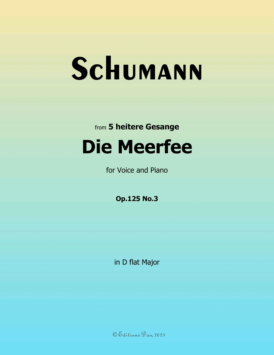 Die Meerfee, by Schumann, Op.125 No.3, in D flat Major Piano, Vocal scores gallery preview page 1