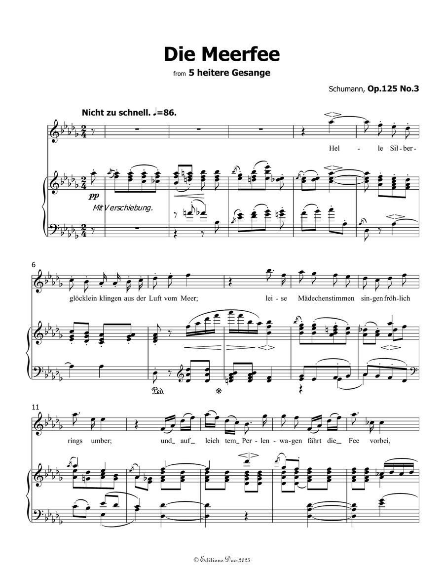 Die Meerfee, by Schumann, Op.125 No.3, in D flat Major Piano, Vocal scores gallery preview page 3