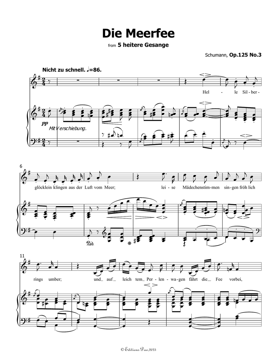 Die Meerfee, by Schumann, Op.125 No.3, in G Major Piano, Vocal scores gallery preview page 3