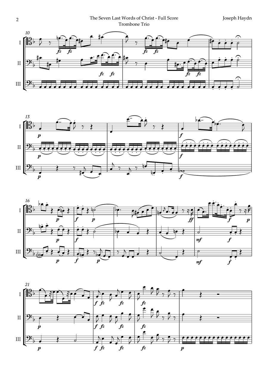 The Seven Last Words of Christ by Haydn for Trombone Trio Trombone Trio scores gallery preview page 2