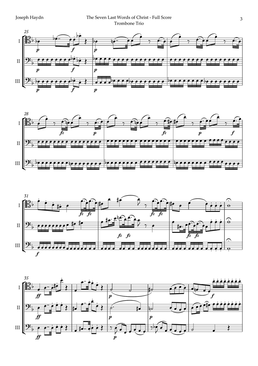 The Seven Last Words of Christ by Haydn for Trombone Trio Trombone Trio scores gallery preview page 3