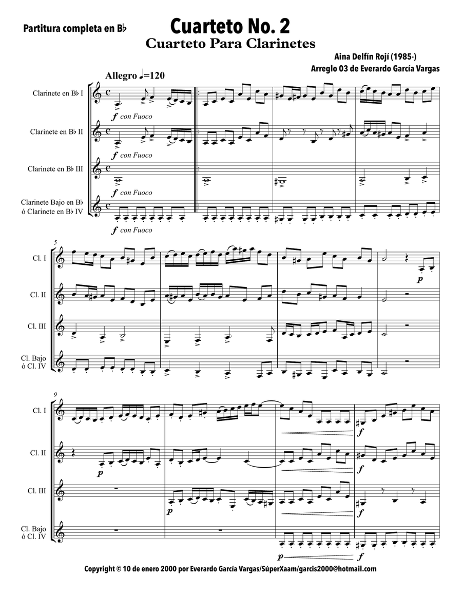 Quartet No. 2 - Clarinet Quartet Clarinet Quartet scores gallery preview page 4
