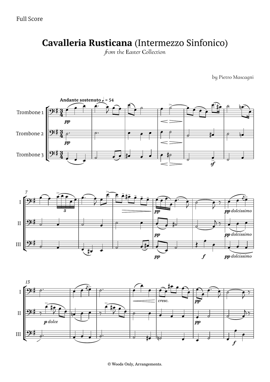 Intermezzo Sinfonico by Pietro Mascagni for Trombone Trio Trombone Trio scores gallery preview page 1