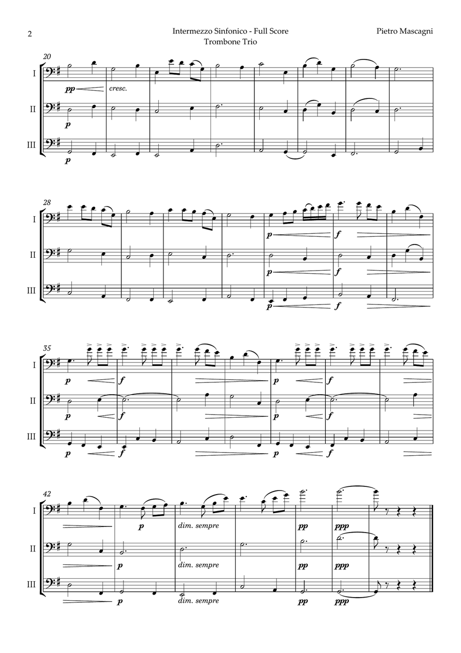 Intermezzo Sinfonico by Pietro Mascagni for Trombone Trio Trombone Trio scores gallery preview page 2