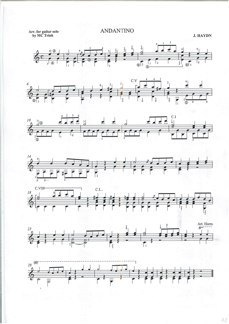 Haydn Andantino Haydn Andantino Acoustic Guitar scores gallery preview page 1