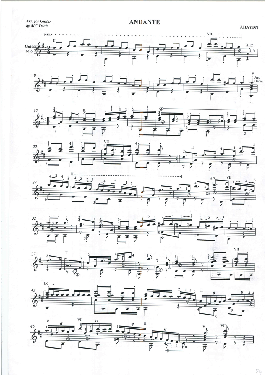 Haydn Andante Haydn Andante Acoustic Guitar scores gallery preview page 1